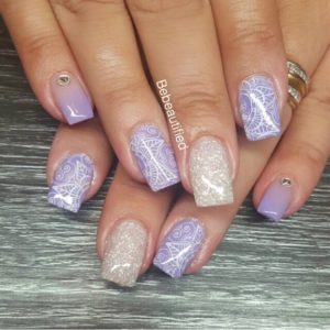 Purple Acrylic Summer Wedding Nails