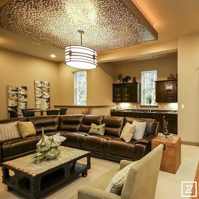Superb Ceiling Design Idea With Awesome Chandelier And Sofa