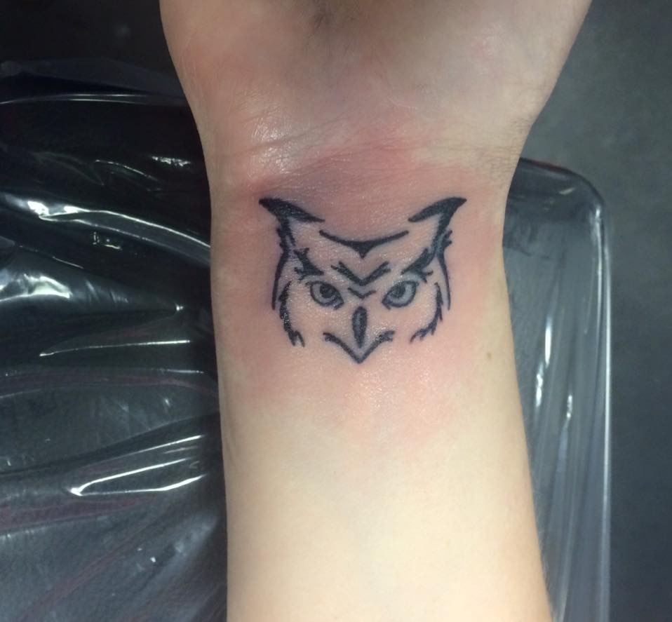 Tribal Owl Inked On Wrist