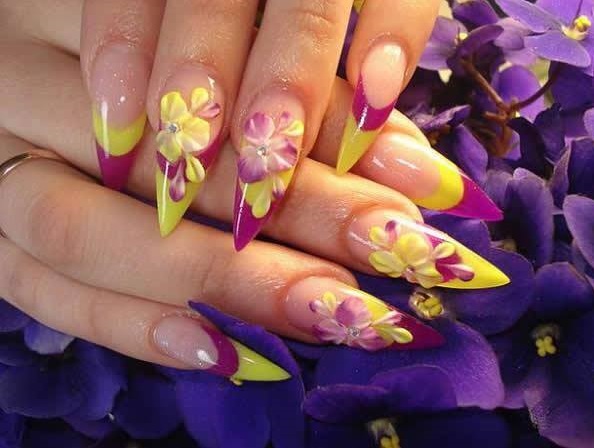 3D Floral Stilettos Nail Art