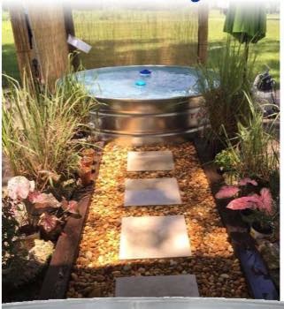 Appealing Stock Tank Pool Design With Stone Pathway