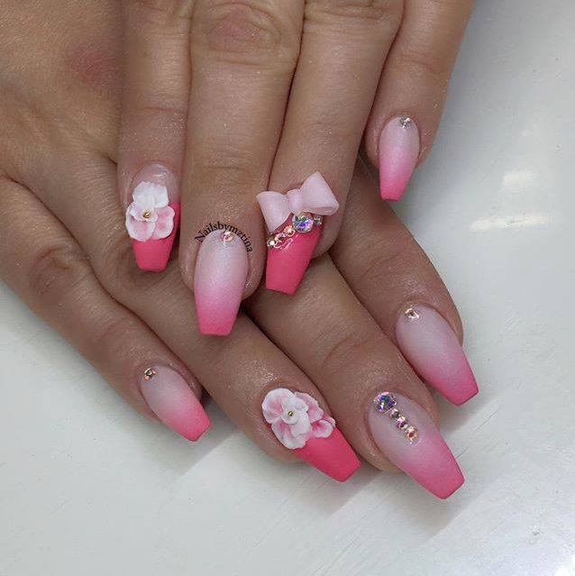 Attractive Pink Nail With Bow
