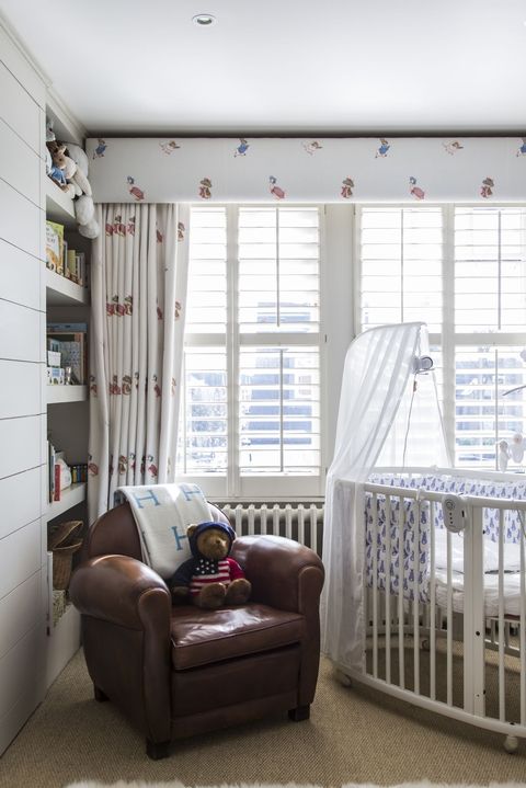 Baby Boy Nursery Room With Floral Curtains