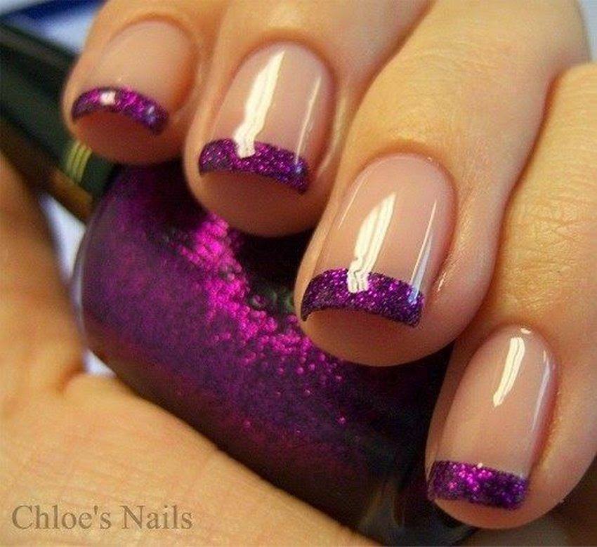 Beautiful Purple Shimmer Acrylic Nails