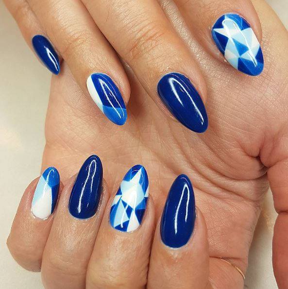 Blue Geometric Nails