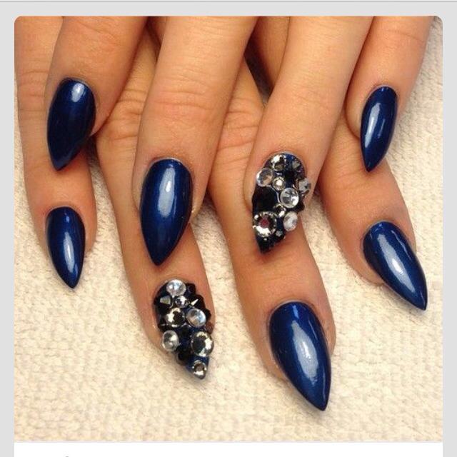 Bright Blue Stilettos Nails