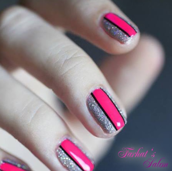 Bright Pink Shine Nails