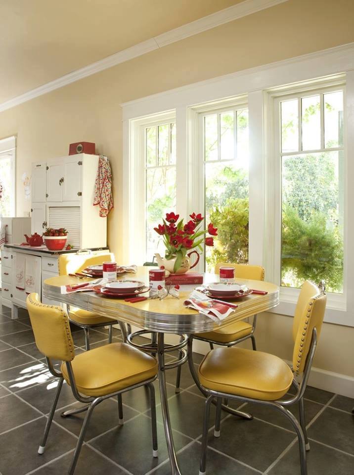 Bright Yellow Kitchen Table & Colored Storage
