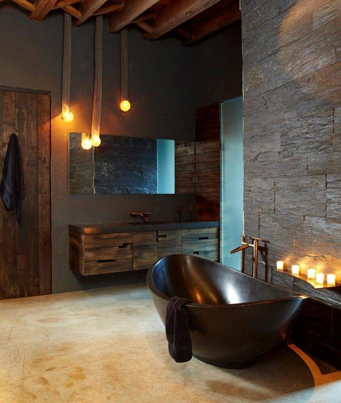 Contemporary Bathroom Wth Rustic Touch