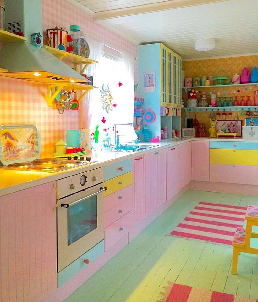 Designer Colorful Pastel Retro Style Kitchen Design