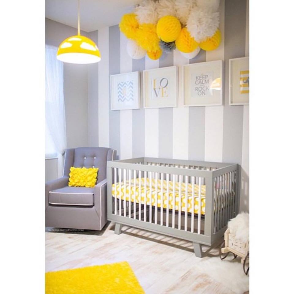 Funny Yellow With Grey Theme Nursery For Baby Boy
