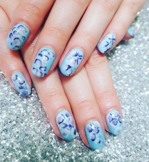 Glamorous Blue Artistic Nails