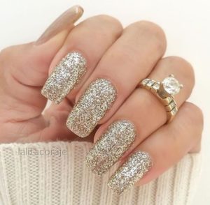 Glamorous Gold Glitter Nails