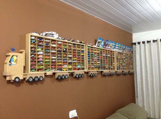 Incrediable Idea For Toy Car Storage From One End To Another End Of Wall