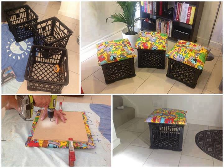 Inspiring Milk Crates Into Toy Bin And Sitting Unit