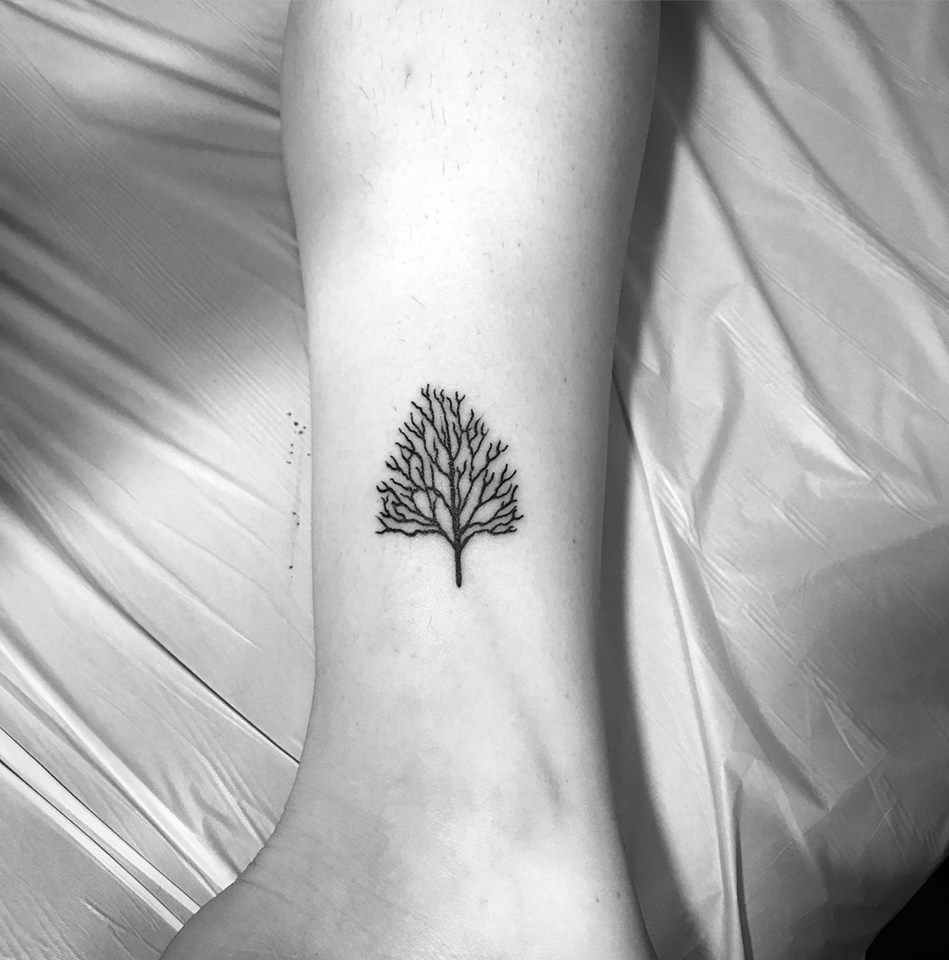 Meaningful Tree Tattoo On Ankle