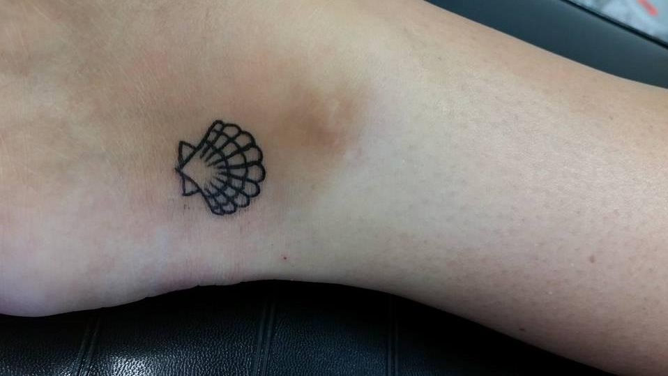 Sea Shell Minimalist Tattoo On Ankle