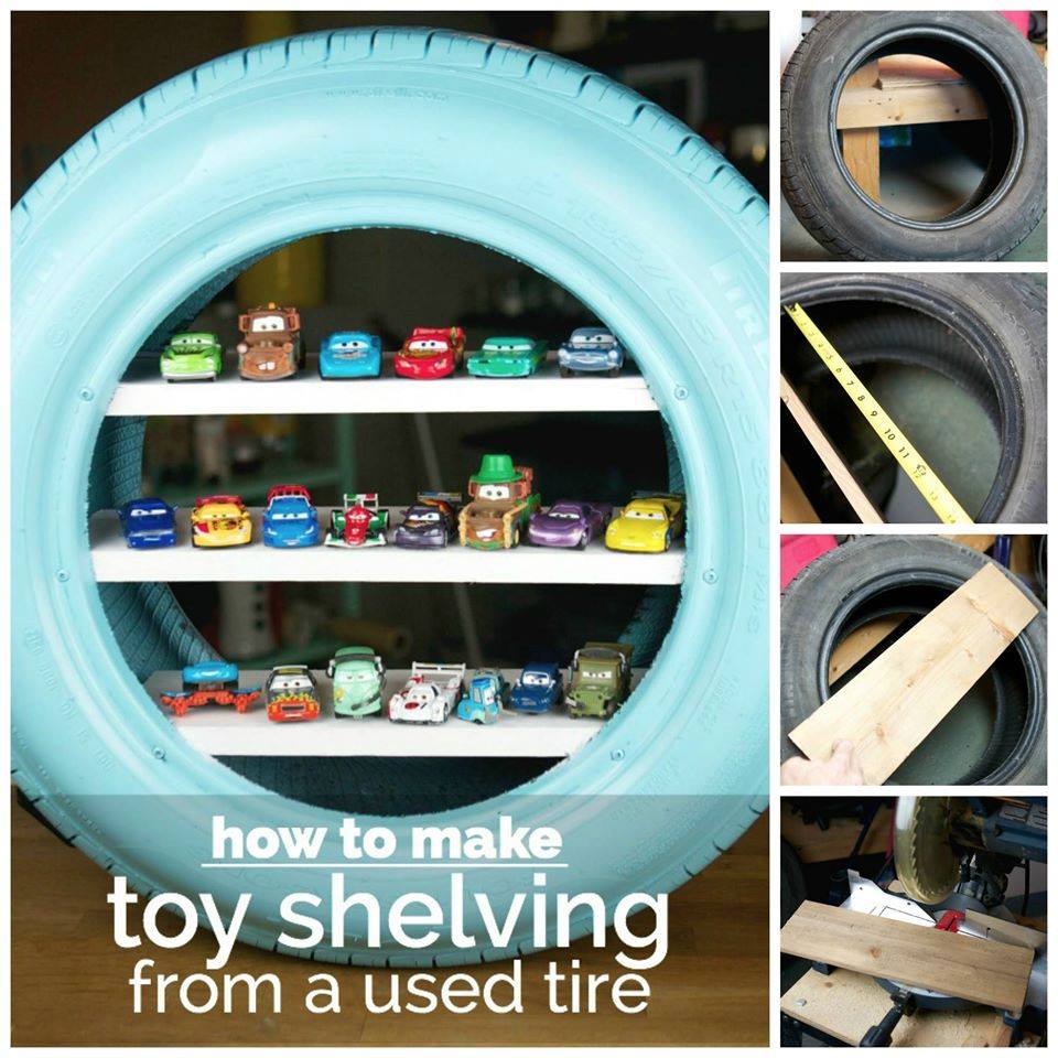 Smart Idea To Use Tyre As Toy Shelves