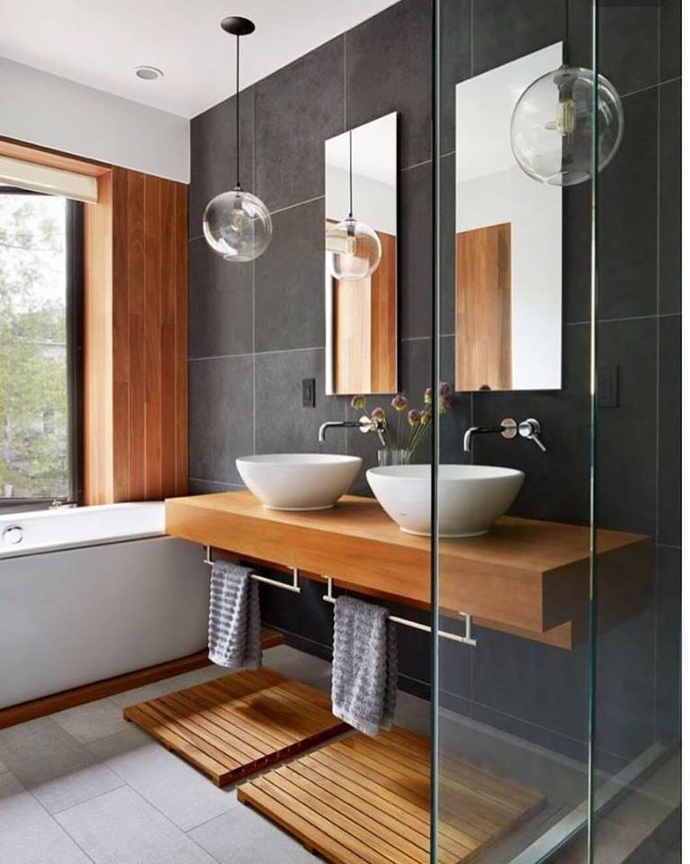 Soft Touch Wooden Contemporary Bathroom Design Idea