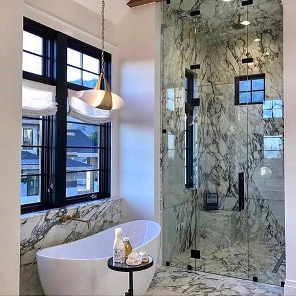 Stone Bathroom Design With Roman Shower Made From Stone