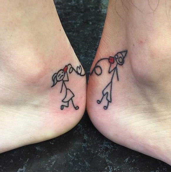 Supereb Sibling Tattoo Idea On Ankle