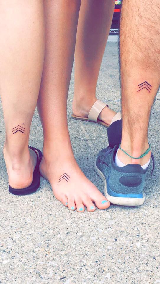 Tiny Sibling Tattoo On Foot