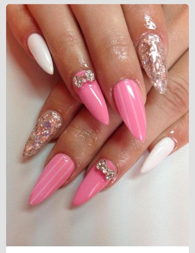 Trendy Pink Stilettos Nails