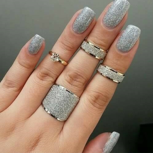 Ultimate Grey Shimmer Nails