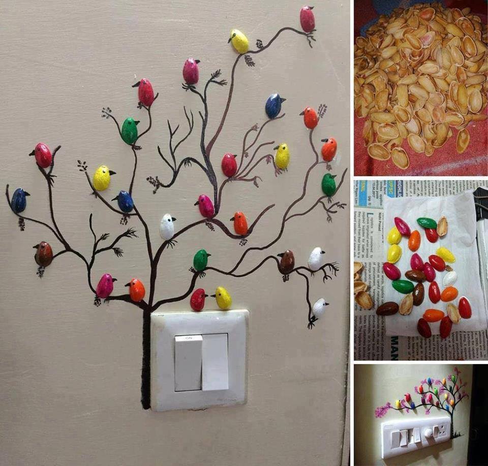 Wonderful DIY Pista Shell Bird For Wall Decor