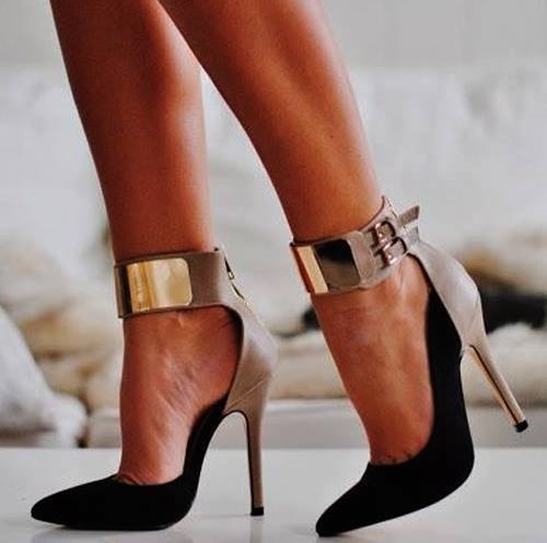 Adorable Copper Ankle Wrap Stiletto Heels