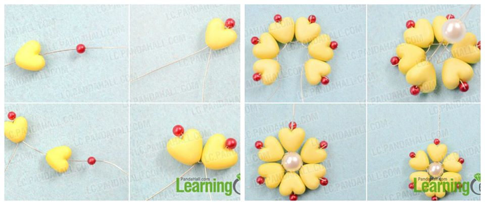 Adorable DIY Flower Earrings With Acrylic Heart Beads