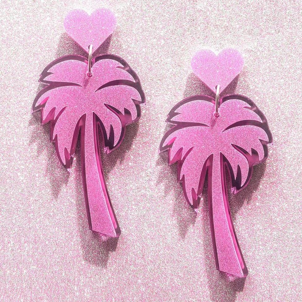 Appealing Pink Jungle Glam Drop Earrings