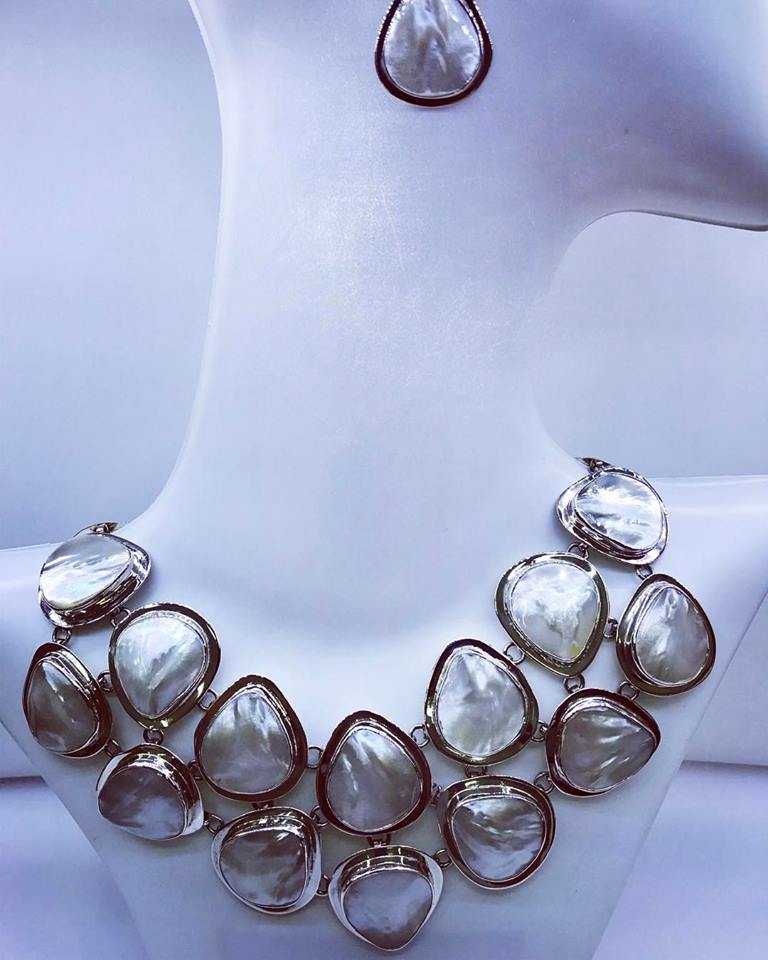 Attractive Pearl Necklace With Matching Earrings