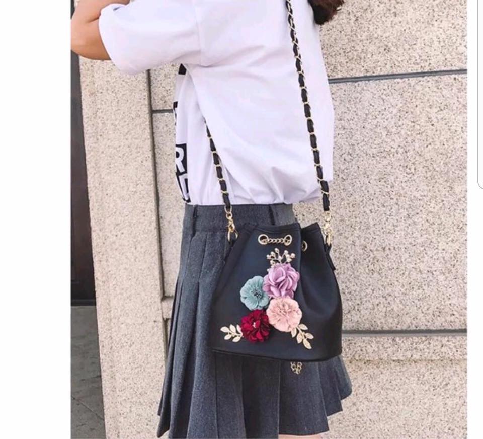 Awesome Black Embroidery Crossbody Bag