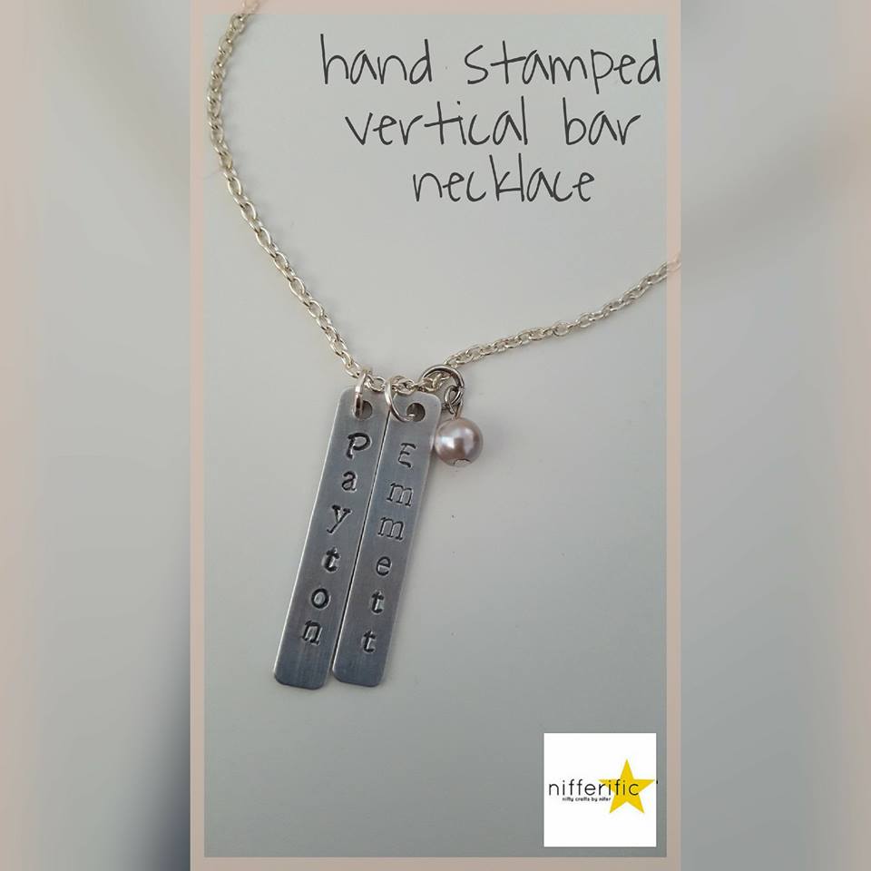 Awesome Hand Stamped Vertical Bar Personalized Necklace