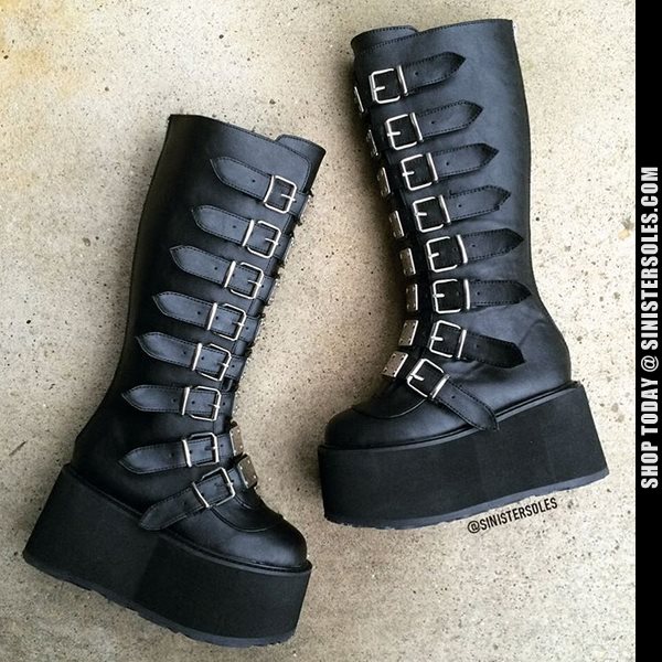 Awesome Knee High Buckled Platform Boots