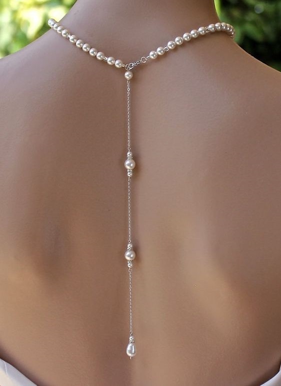Back Drop Pearl Necklace Design Idea