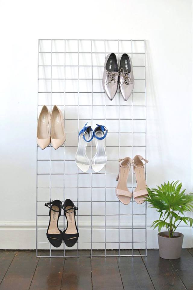 Beautiful DIY Grid Shoe Storage Idea