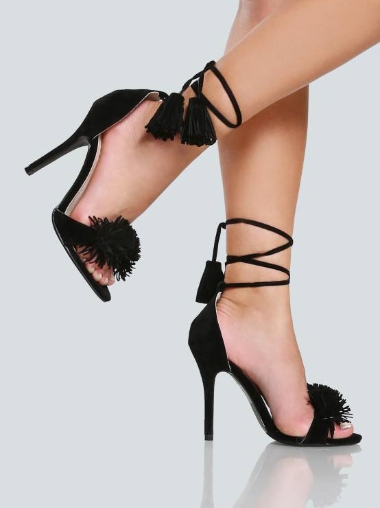 Best Lace Up Your Ankle With Wrap Up Fringe Heels