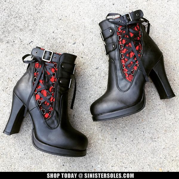 Best Laced Ankle Boots With Chunky Heels And Buckled Straps