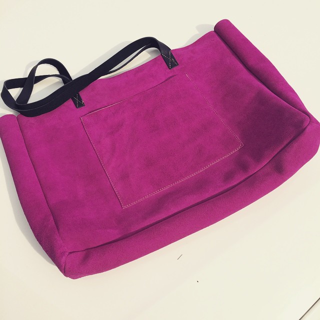 Bright Pink Suede Tote Bag Design