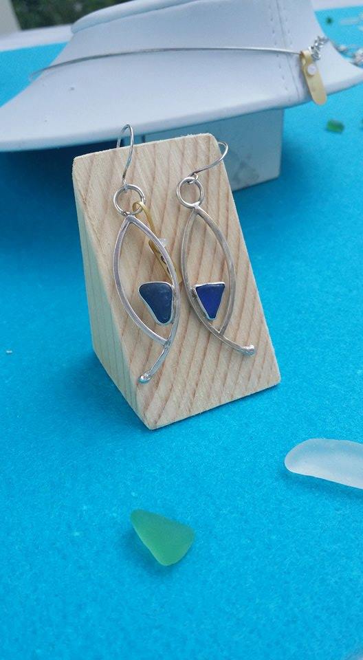 Cobalt Blue With Silver Drop Earrings