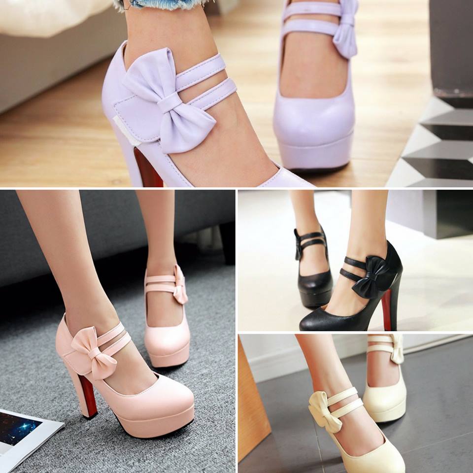 Colorful Round Toe With Bow On Ankle