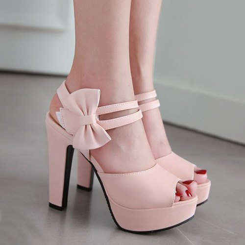 Cute Pink Ankle Wrap Sandals
