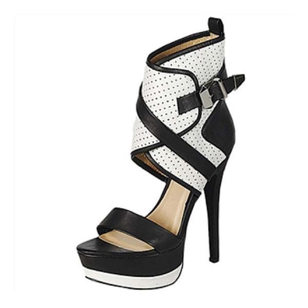 Designer Black & White Wrap Around Sandals