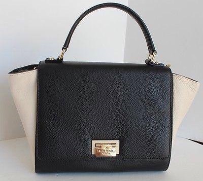 Elegant Black & Cream Top Handle Satchel Bag