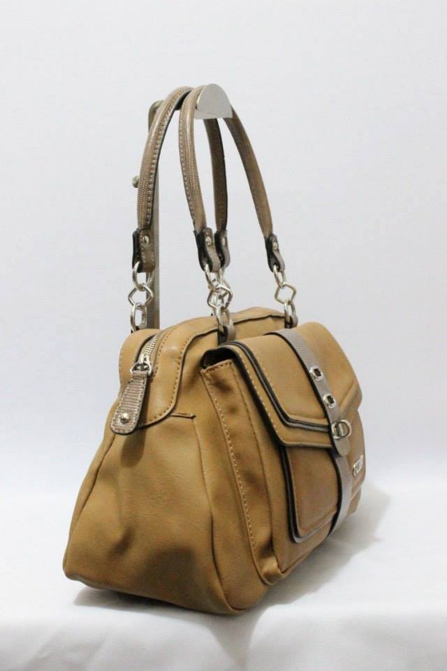 Faux Leather Dual Top Handle Satchel Bag