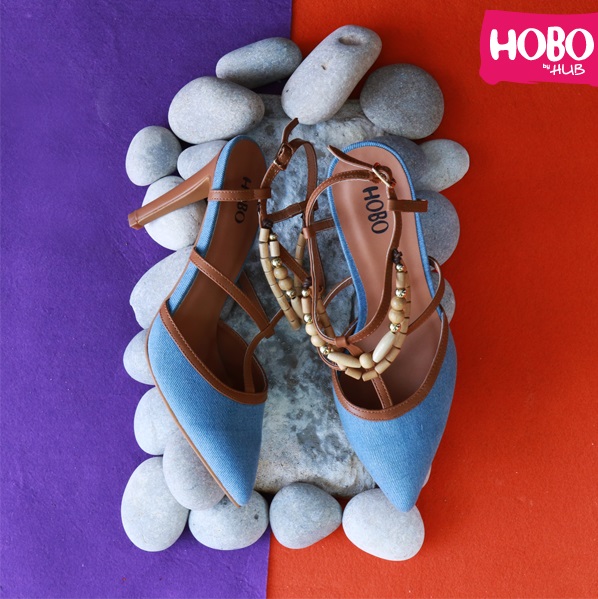 Funky Denim T-Strap Pointed Toe Shoes With Beads