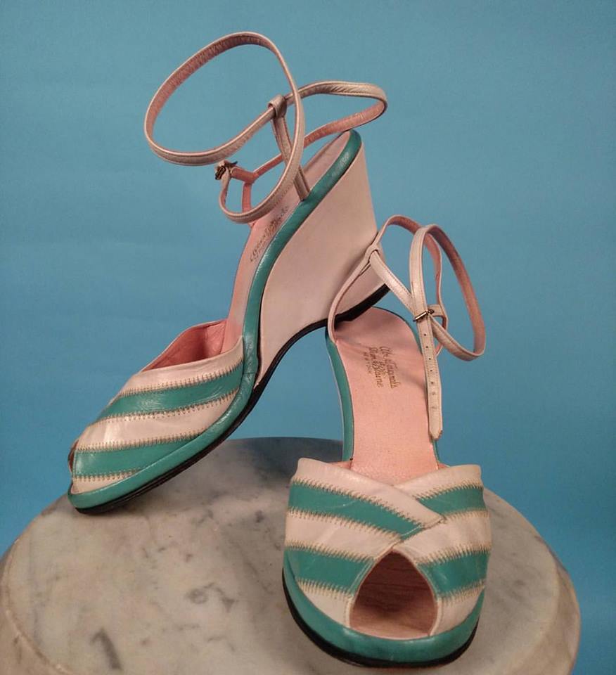 Green & Nude High Heel Ankle Wrap Shoes