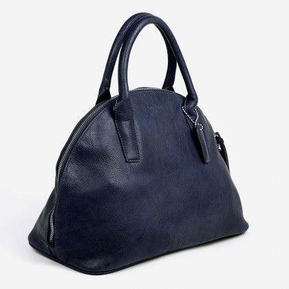 Half Moon Top Handle Satchel Bag With Top Zip Closure